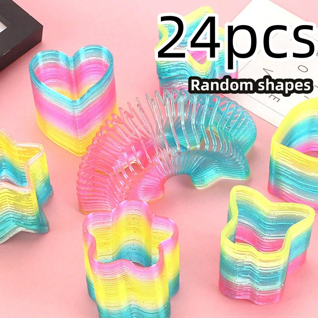 12/24/36pcs Rainbow Magic Springs Circle Toys Gradient Color Fingertip Coils Funny Kid Toy Halloween Party Favors Christmas Gift