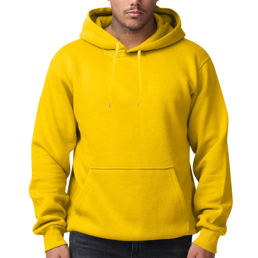 Men's Solid Color Fleece Hoodie Long Sleeve Pocket Loose Hoodie Top