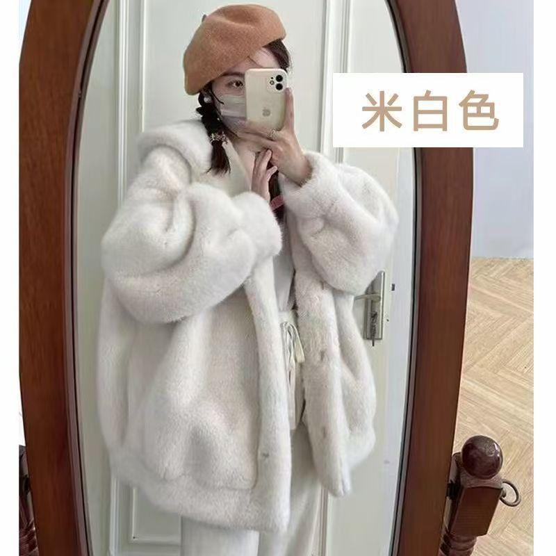 Розовая хлопковая одежда с капюшоном и вставками из меха ягненка, женская зимняя одежда, маленькая мужская куртка из искусственного меха норки с утолщением