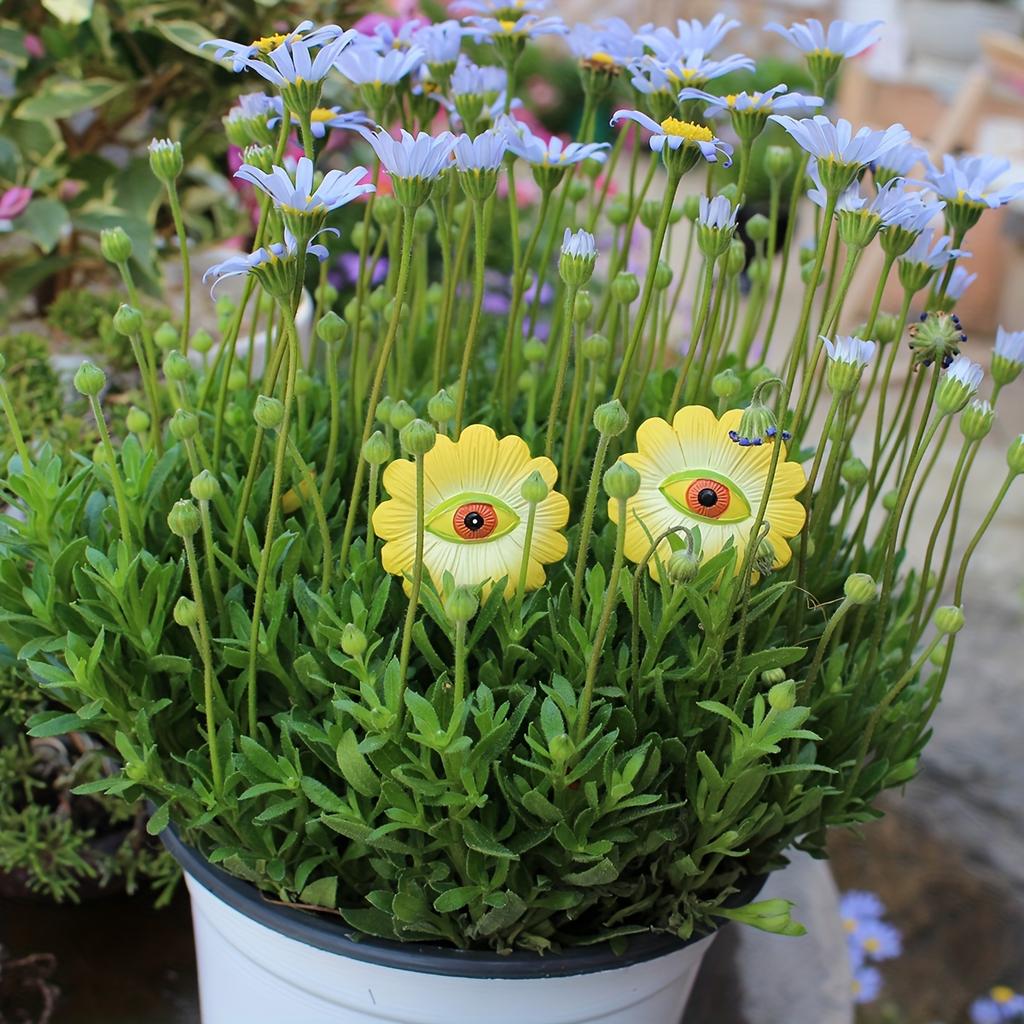 6pcs Art Deco Resin Monster Garden Stakes, Outdoor Lawn Decorations, Plant Theme Yard Art Statues for Halloween Decoration