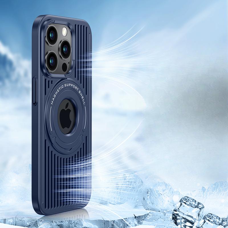 Подходит для Apple 16 Охлаждающий чехол для телефона, Магнитное притяжение 15proMax Подставка с выдвижной штангой, Защитный чехол от падений для iPhone14 13