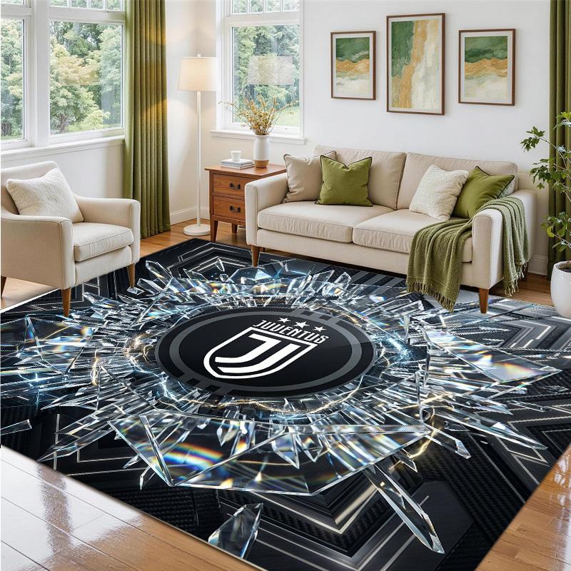 Juventus FC Design Crystal Velvet Rug Soft Decorative Mat for Bedroom Entrance