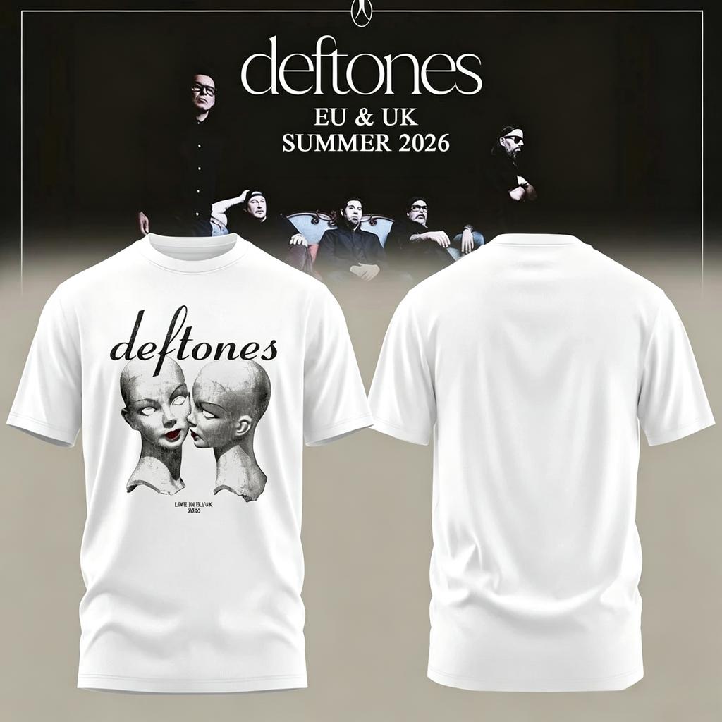 Unisex Deftones Eu Uk Summer 2026 Tour TShirt Double Sided Graphic Rock Band Oversized Streetwear Short Sleeve Tee