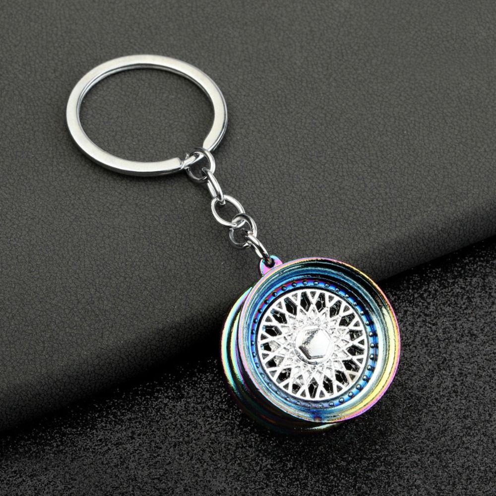 3D Hot Wheel Rim Keychain Hot Wheel Hub Auto Part Model Key Chains Auto Wheel Keyring Bag Pendant