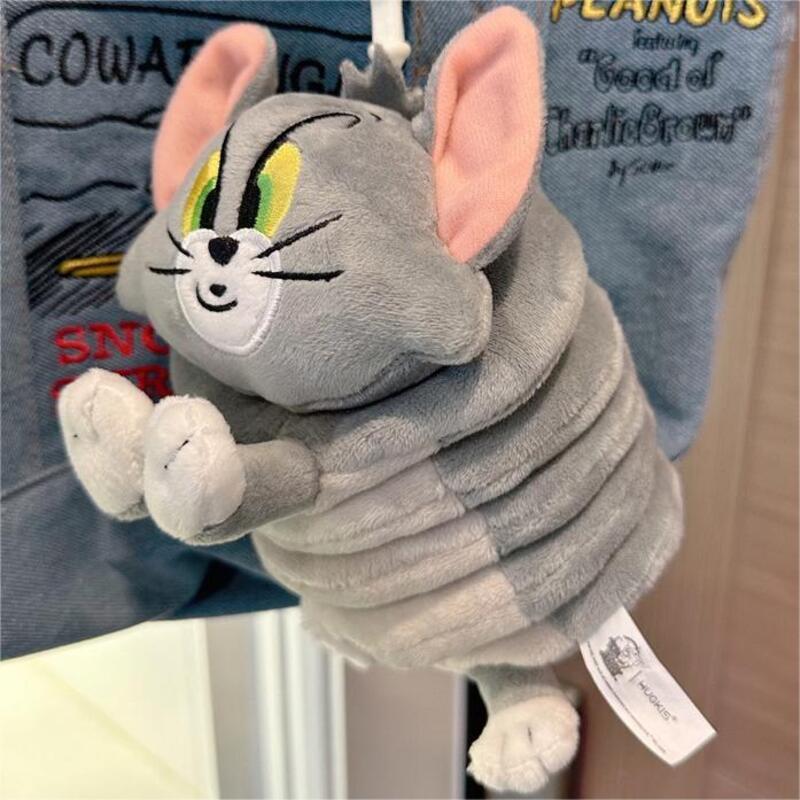 Плюшевая игрушка Hugkis Том Кот, фигурка с вибрирующей пружиной, милый мультяшный кулон-кукла для подвешивания, высота 13 см, авторизованное издание