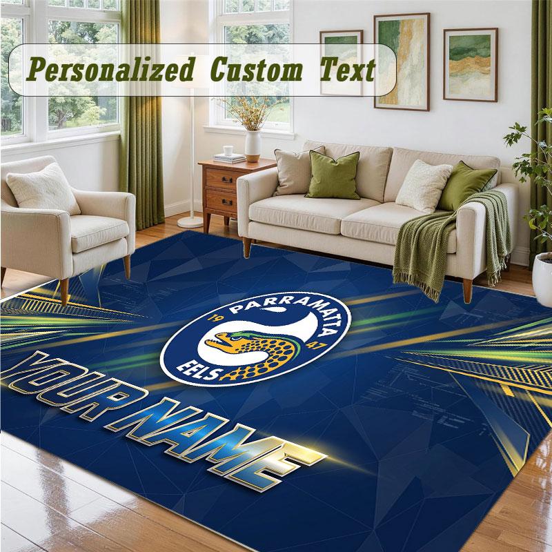 Crystal Velvet Square Rug Custom NameParramatta Eels Pattern Non Slip Home Floor Decor Rug