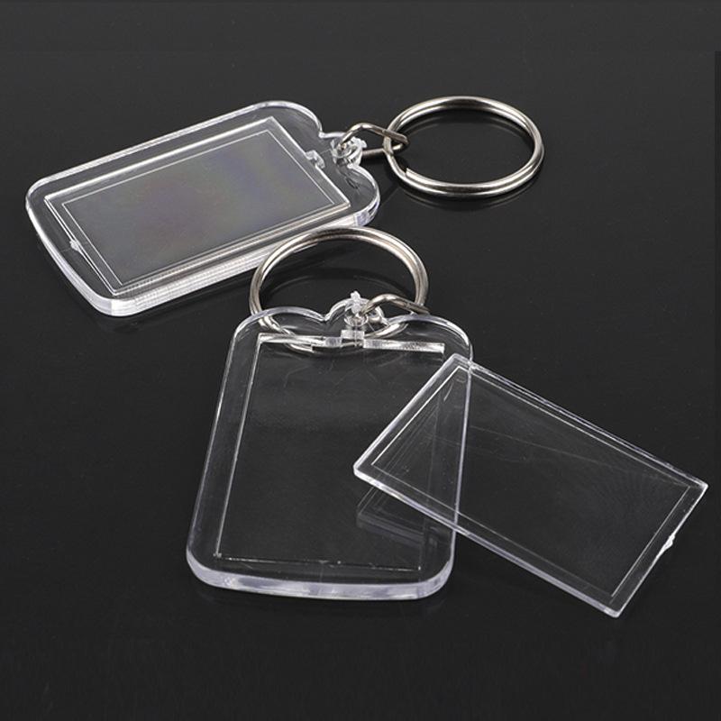 5Pcs Blank Photo Frame Keychain Clear Acrylic Keyring Insert Photo Split Key Pendant Diy Key Holder Couple Anniversary Gifts