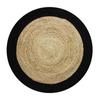 FUNNY JUTE - Living Room or Bedroom Rug In Round Natural Jute Diameter 160 Cm - Black Edge