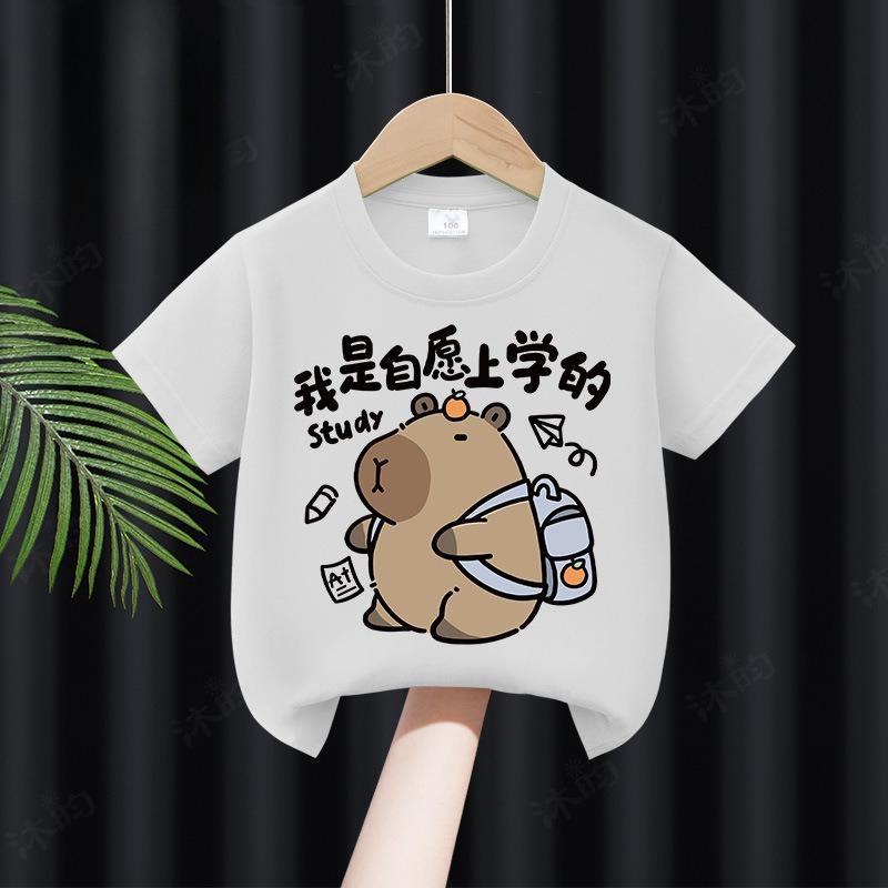 Kids Summer TShirts ShortSleeved Cartoon Print Pure Polyester Fashionable And Stylish Childrens Clothing
