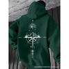 Oversized Cross Print Hoodie Men Loose Fit Streetwear Long Sleeve Pullover Winter Casual Sweatshirt