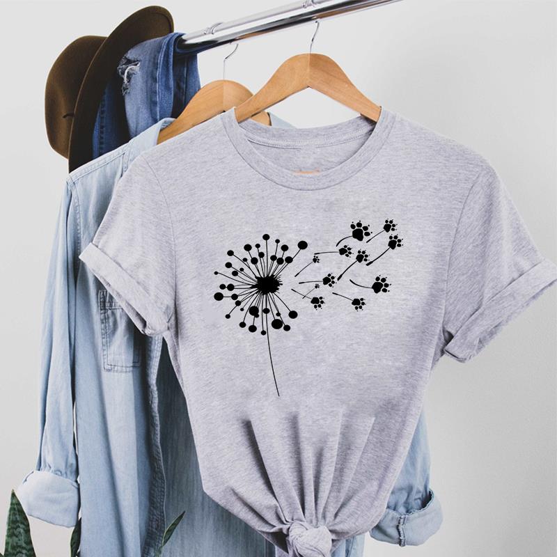 Lovely Cat Dog Pet Tee Top Fashion T Shirt 90s Style Clothing Casual Short Sleeve Women Print Lady Female Graphic T-shirt