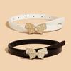 Patent Leather Butterfly Rhinestone Belt Decorative Versatile Business Waist Strap Gold Buckle Pin Buckle Waistband