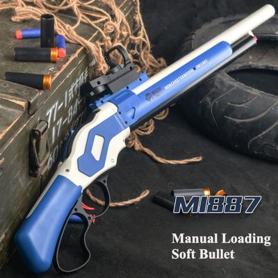 Игрушечный пистолет M1887 Winchester с мягкими пулями, выбрасывающий гильзы, бластер, пластиковая ручная модель-запускатель для детей и взрослых