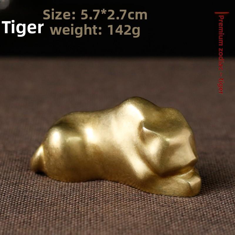 Pure copper creative cute 12 zodiac small ornaments mouse cow tiger rabbit dragon snake horse sheep monkey chicken dog pig exquisite high-end