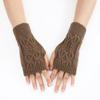Warm Wool Fingerless Wrist Gloves Women Winter Knitted Half Finger Arm Cover Long Sleeve Gothic Crochet Twist Pattern Mittens