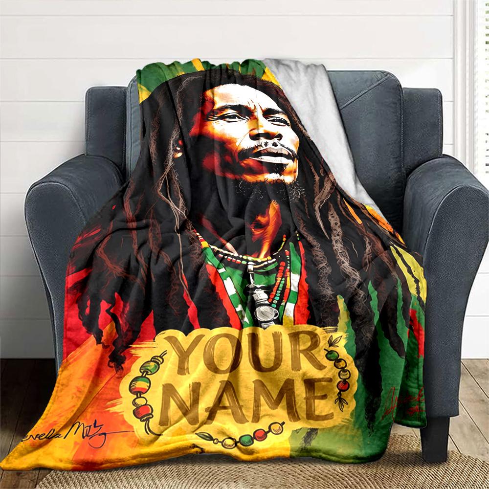 Bob Marley Customize Text Blanket Multi-purpose Personalized Blanket Ultra-Soft Versatile for Bedding Office Nap Livingroom Four Seasons Multipurpose