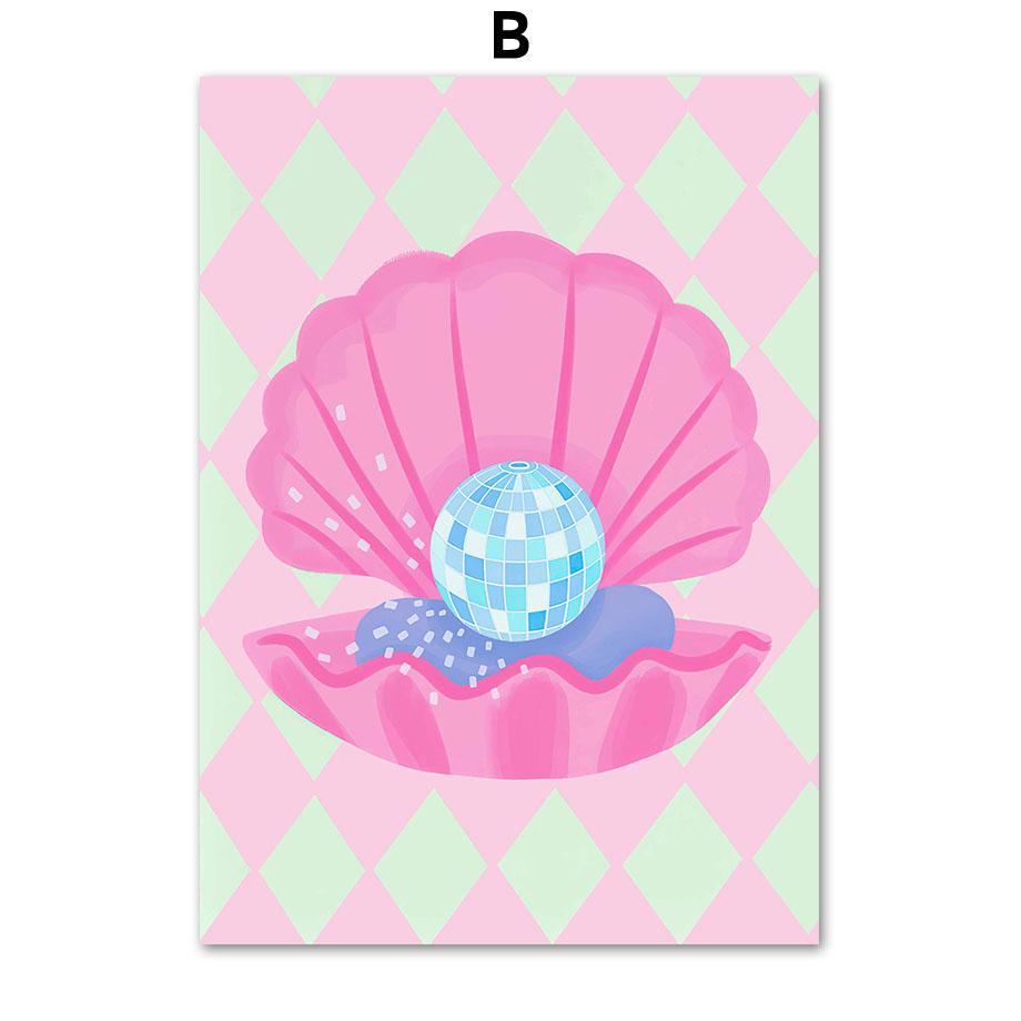 Aesthetic Poster Pink Juice Ice Cream Cheetah Greece City Rainbow Painting Wall Art Canvas Print Pictures For Living Room Decor