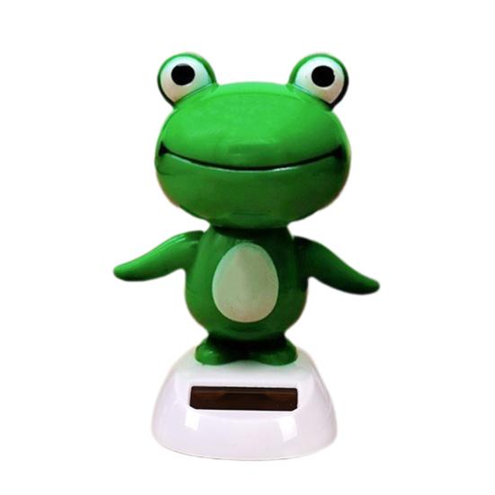 Solar Powered Shaking Head Ornament Dashboard Decoration Cartoon Animal Frog Window Car Dashboard Decor