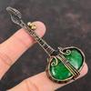 Замбийский изумрудный медный кулон, обернутый проволокой, изумрудная гитара, ювелирное изделие ручной работы, кулон в виде музыкального инструмента, подарок для мамы, ювелирные изделия из драгоценных камней