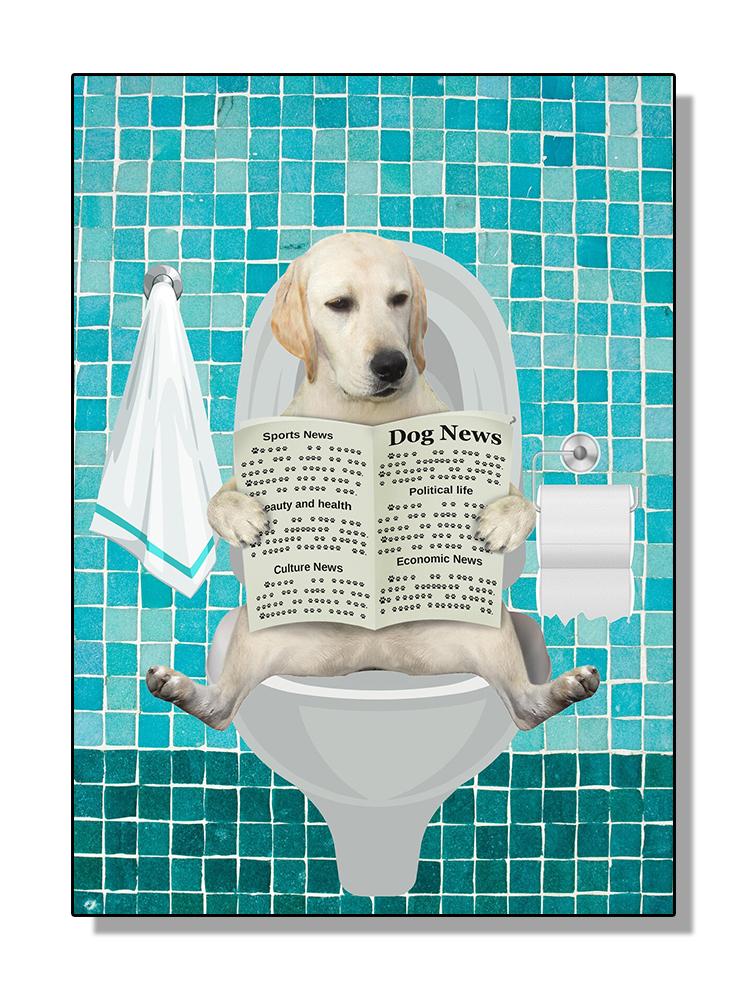 Animals Sitting On the Toilet Reading a Newspaper Prints Funny Bathroom Wall Decor Pictures Corgi Dog Rabbit WC Wall Poster