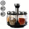 7pcs/set, Multifunctional Revolving Spice Rack with 6 Spice Jars - Organize for Countertop or Cabinet,Kitchen Essentials
