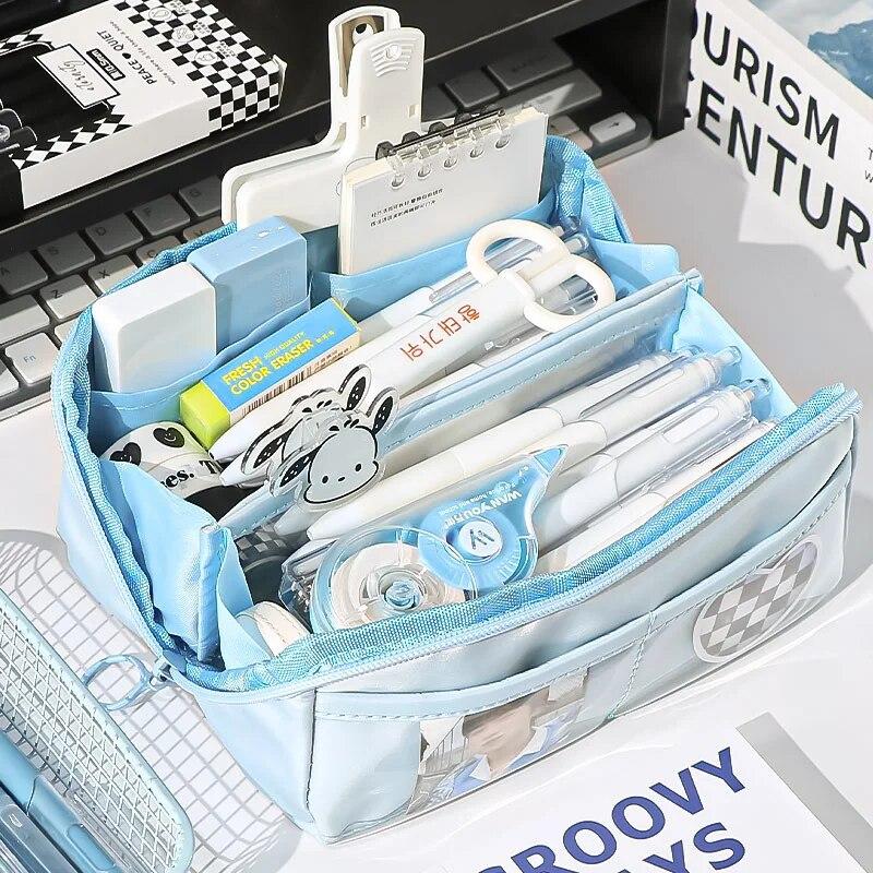 10-Layer Prism Transparent Pencil Case Large and Cute Great for Middle School Boys and Girls Elegant and Fashionable Pencil Box