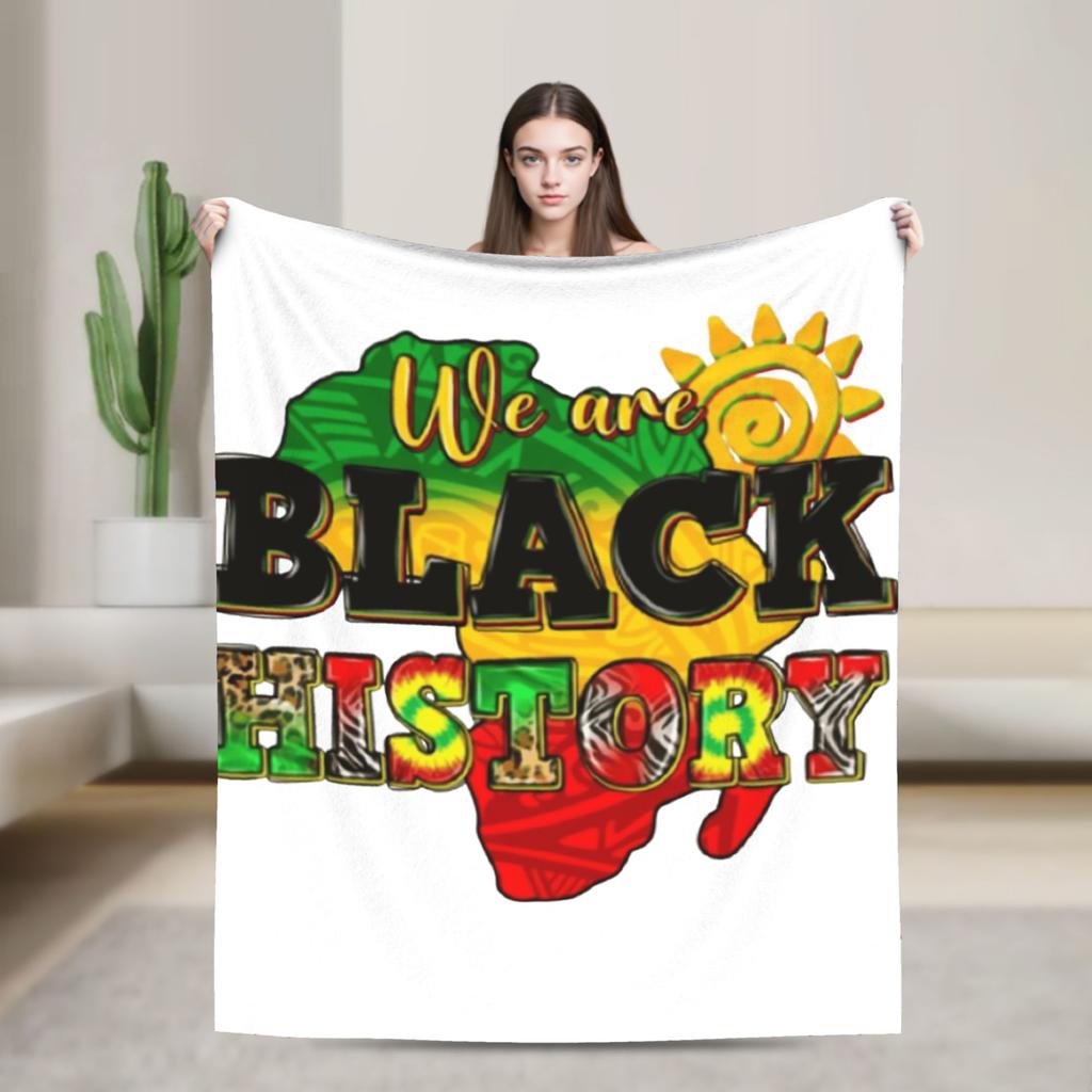 Black History Flannel Blankets Custom Throw Blankets for Home 125*100cm Plush Thin Quilt