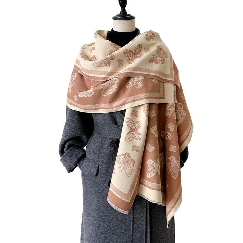 Winter Tassel Shawl, Fairy Wind, Butterfly Forest, Thickened, Warm, Cold-Proof Neck, Dual-Purpose