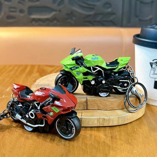 Yousheng Motorcycle Cartoon Keychain Pendant with Double-Ring Hook Anti-Detachable Design Decompression Tool Keychain Accessory