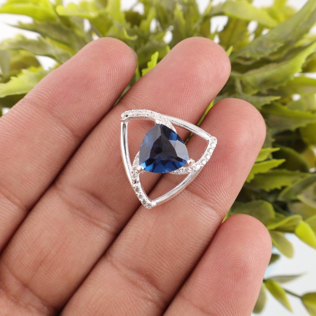 Лондонский голубой топаз Драгоценный камень 925 Проба Серебро Ювелирные изделия Подвеска с цирконом для помолвки CZP-10- 11