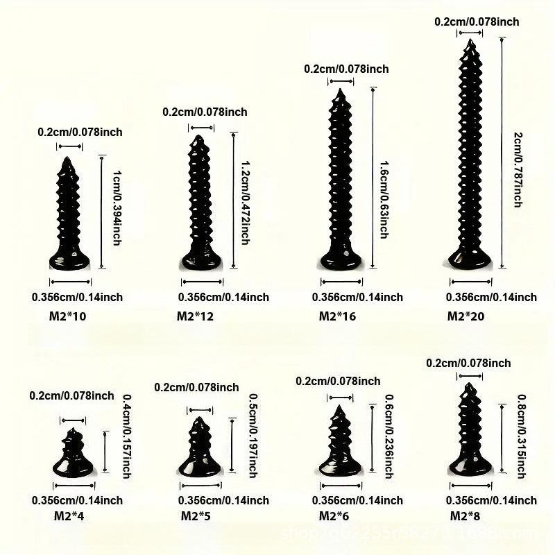 400/800 шт./набор M2 Черный Набор саморезов, саморезы с фиксацией и саморезы по дереву