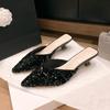 Pointed Toe Fashion Shoes 2024 Women Mid Heels Party Shoes Shallow Sexy Sandals New Elegant Mujer Stilettos