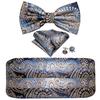 Barry.Wang Mens Cummerbund Belt and Bowtie Set Silk Pre Bow Tie Hanky Cufflink Set