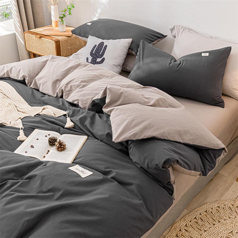Хлопковое постельное белье в стиле Muji, Стиранный хлопок, Односпальное/Двуспальное, 150x200x230