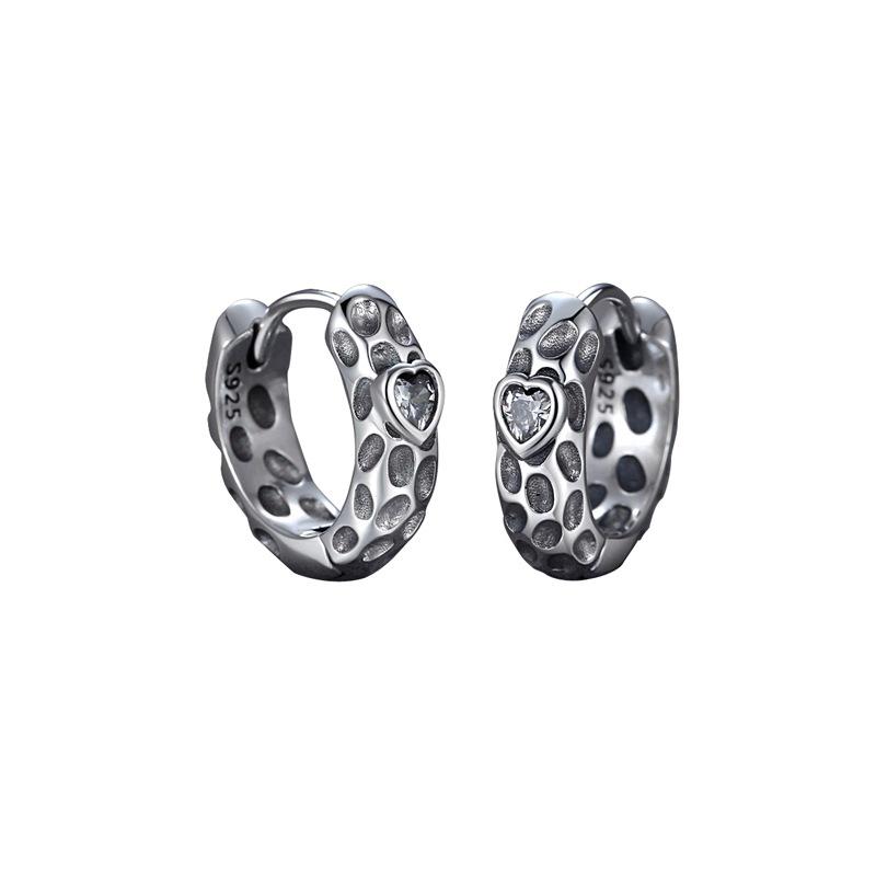 Love Zircon Earrings Men's and Women's Trendy Cool Personality Niche Design Ear Buckles Retro Earrings