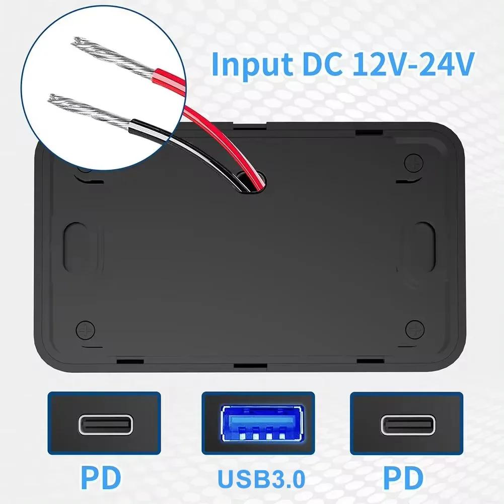 12-24 В USB автомобильная зарядная розетка Dual PD + USB 3.0 быстрая зарядная панель розетка для автомобиля мотоцикла автофургона грузовика аксессуары