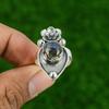 Natural Labradorite Gemstone 925 Silver Promise Flower Adjustable Ring For Women