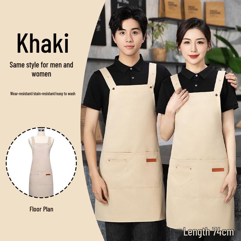 Waterproof & Oil-Proof Waist Apron with Logo for Coffee Shop, Milk Tea Restaurant, and Catering Waiters - Women's Design
