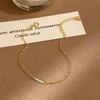 S925 Sterling Silver Diamond Inlaid Bar Bracelet, 18K Gold Plated, Mori Style, Thin and Simple Design for Women.