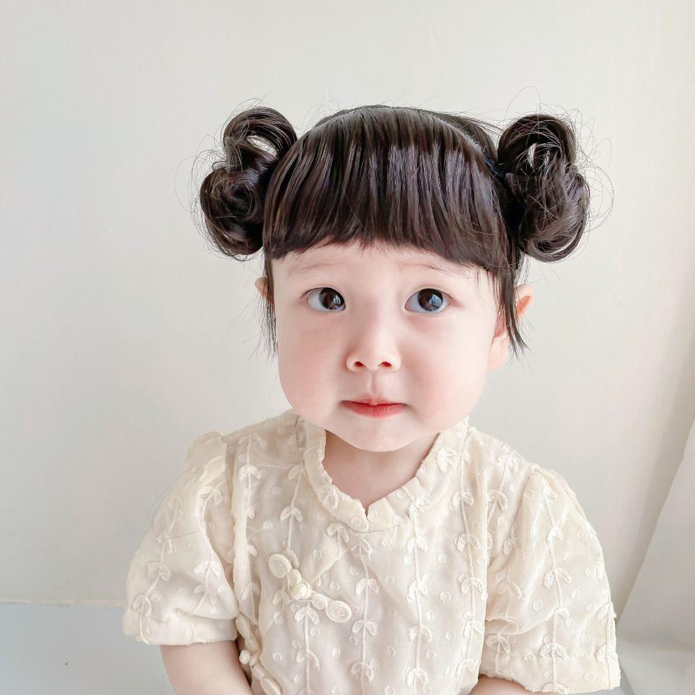 Детский парик-повязка на голову в китайском стиле, для новорожденных и детей, головной убор на Новый год, для малышей, аккуратная челка-парик