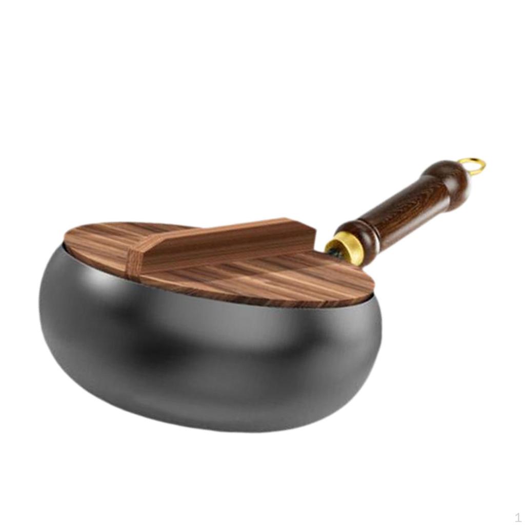 9.45 Inch Wok Made of Iron with A Flat Floor for Gas And Induction Stove, Stirred Pan Kitchen