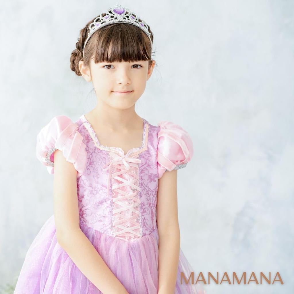 Платье Рапунцель, платье принцессы, тиара, палочка, комплект из 3 предметов, детский костюм, розовый, для девочек, 140 см, розовый [MANAMANA] Детский