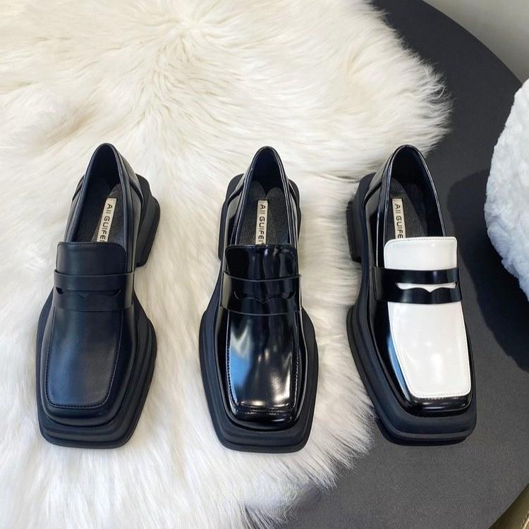 Fashion 2025 New Women'S Shoes Low Heel Loafers Casual Ladies Slip On Square Toe Shoes Female Elegant Fashion Shoes Zapatillas Mujer