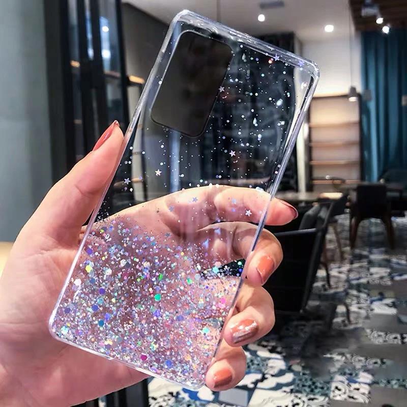 Роскошный блестящий чехол для Huawei P30 P40 P50 P20 Pro Lite Прозрачный мягкий чехол для Huawei P9 P10 Plus Противоударный чехол для задней крышки