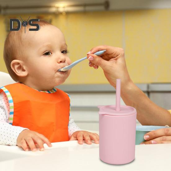 150 мл детские кружки с крышкой и трубочками многоразовые непроливающиеся кружки для детей небьющиеся силиконовые детские кружки-непроливайки для дома, школы, кухни
