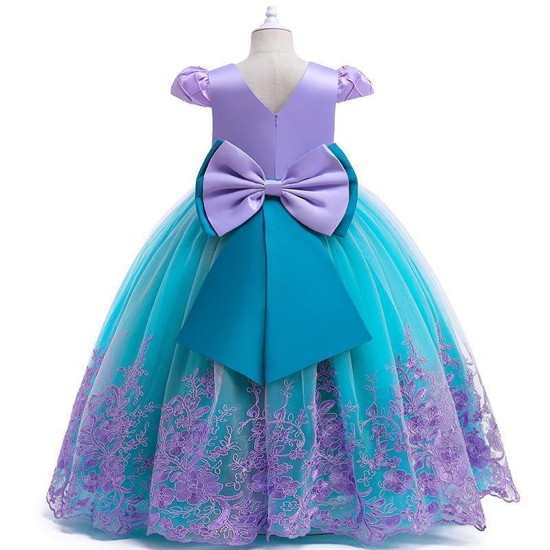 Heavy Lace Splice Ocean Mermaid Tutu Dress, Kids Christmas Stage Princess Performance Gown