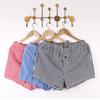 Men's Japanese-Style Plaid Cotton Boxer Briefs - Breathable Summer Sleepwear Shorts