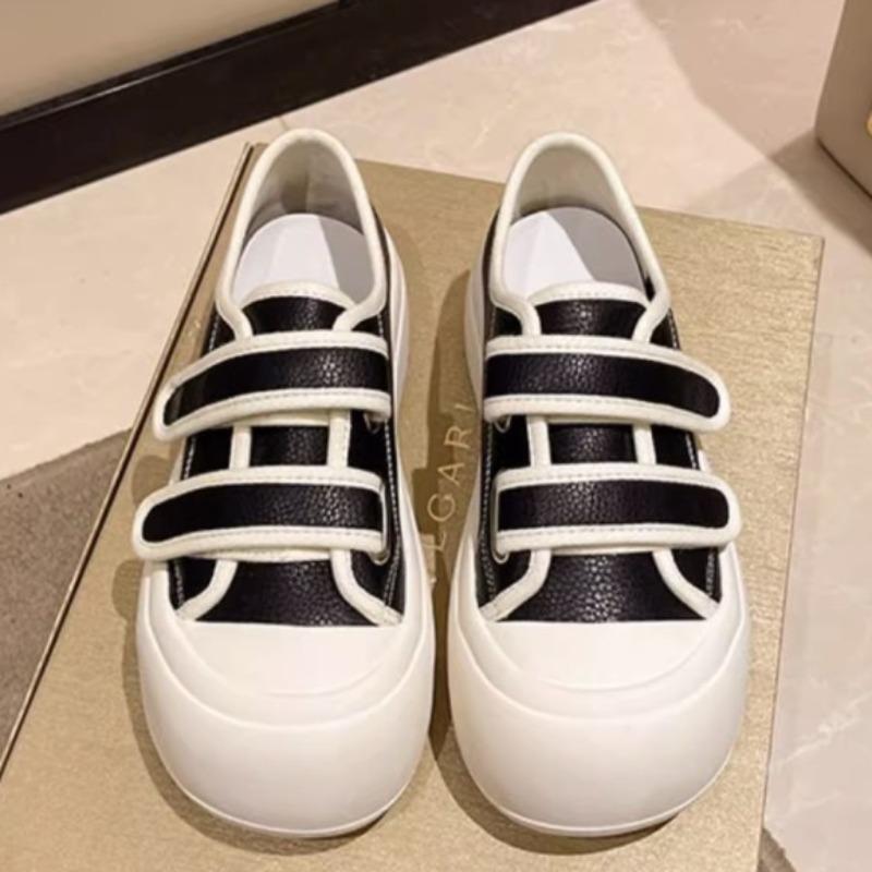 WTEMPO Женские туфли на толстой подошве Magic Tape. Белые повседневные универсальные спортивные туфли на плоской подошве с круглым носком, удобные и противоскользящие туфли на плоской подошве.