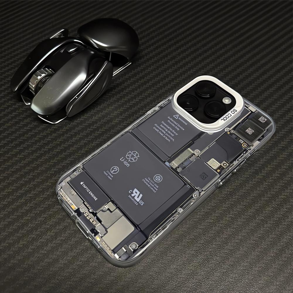Чехол для телефона с рисунком печатной платы для iPhone 17/16/15/14 Plus/13/12/11 Pro Max Матовый ТПУ Чехол Внутренний рисунок схемы Защитный Чехол