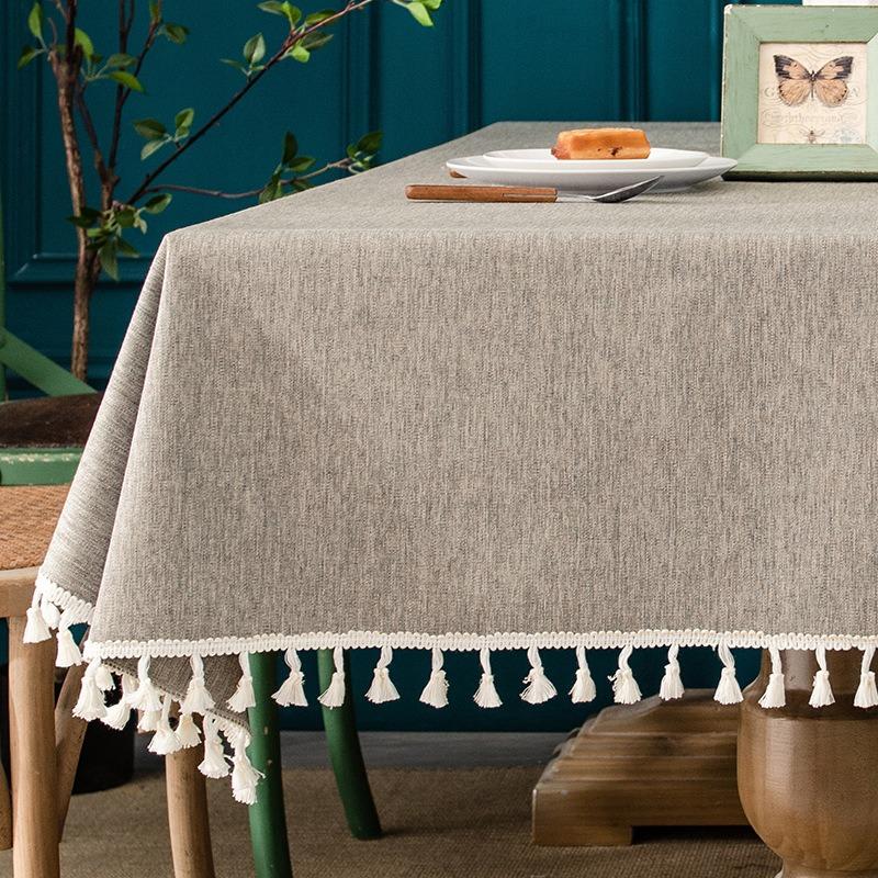 Простая скатерть с кисточками Пасторальная хлопково-льняная обеденная скатерть Водо- и маслостойкая однотонная настольная скатерть Полотенце Чайная скатерть Столы Чехол